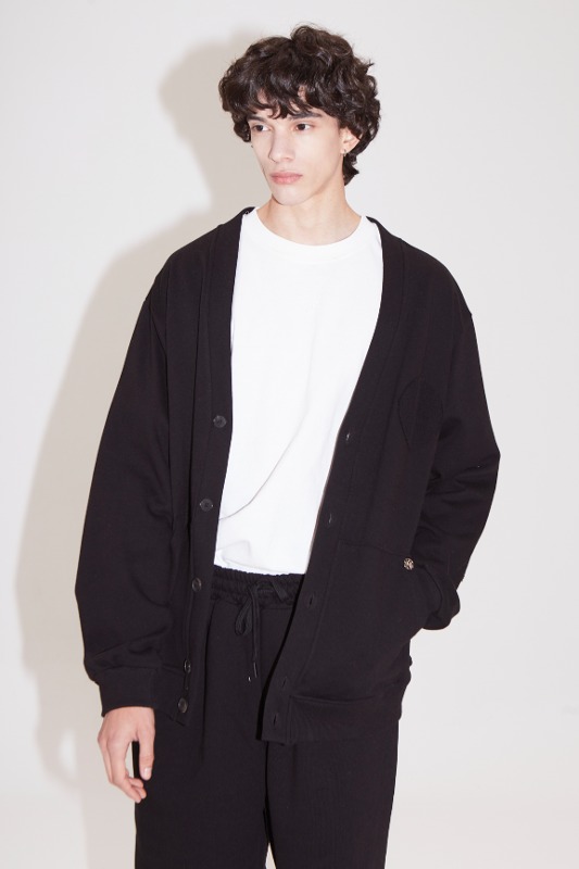 reverse color scheme french terry cardigan_black